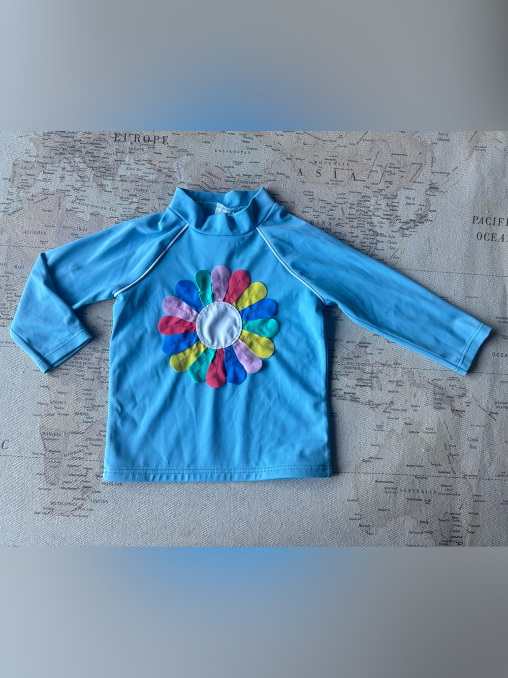 Baby Boden * Mini Boden Embroidered Flower Rashguard Size 6-12 mo